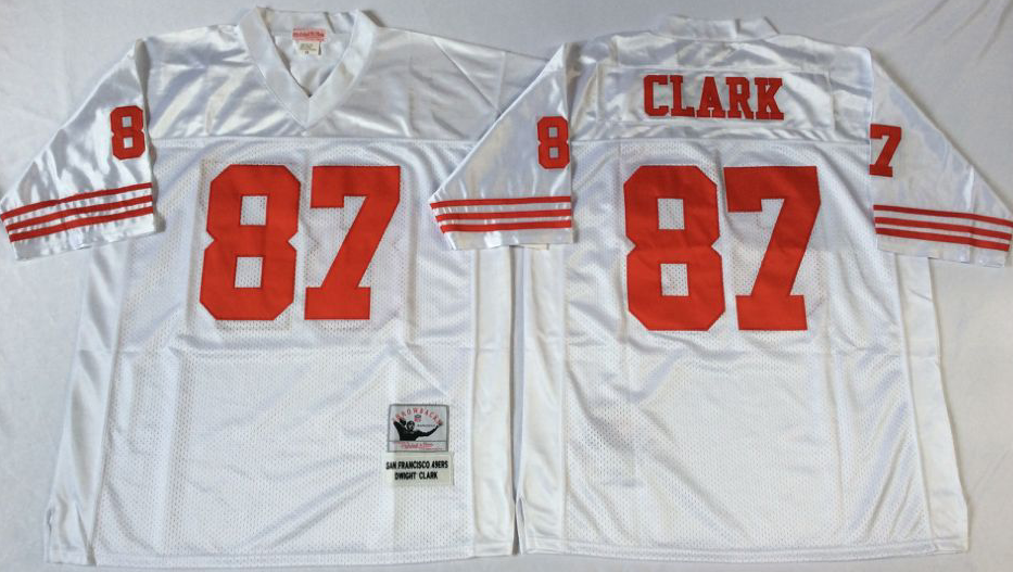Men NFL San Francisco 49ers 87 Clark white Mitchell Ness jersey